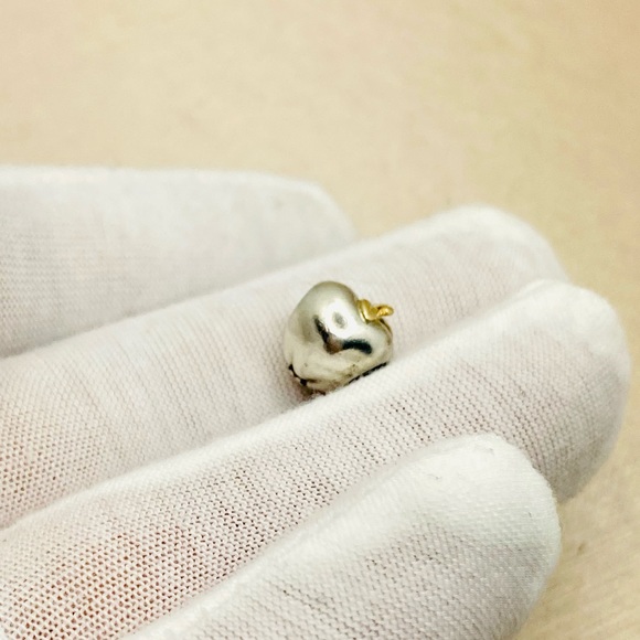 EUC Pandora 791026 Silver & 14k Yellow Gold Education Apple of My Eye Charm - Picture 3 of 9